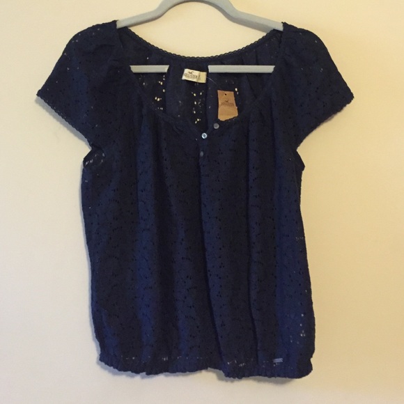 Navy lace Hollister shirt