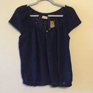 Navy lace Hollister shirt