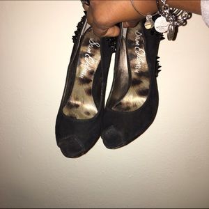 Sam Edelman black suede spiked studded heels