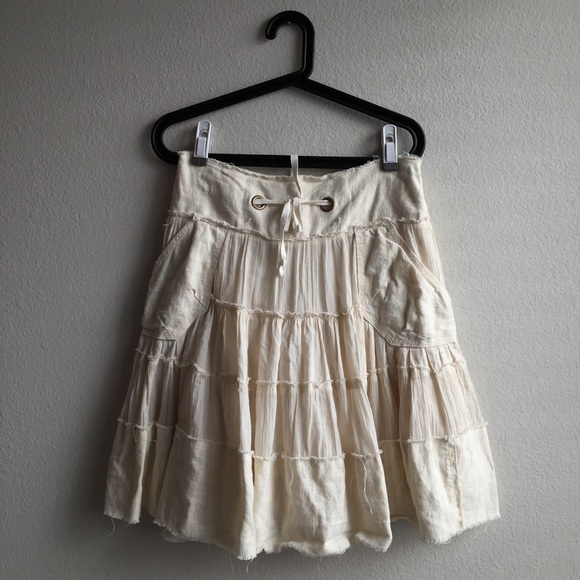 Free People Ivory Tiered Skirt