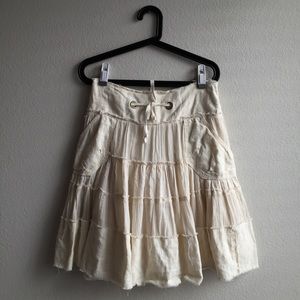 Free People Ivory Tiered Skirt