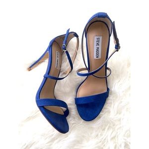 Cobalt Blue Steve Madden Textured Sandals,Size 8.5