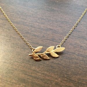 Gold Olive Branch Leaves Necklace