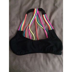 Multi colored strappy bikini top