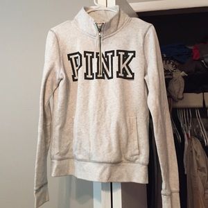 VS Pink half zip pull over sweatshirt