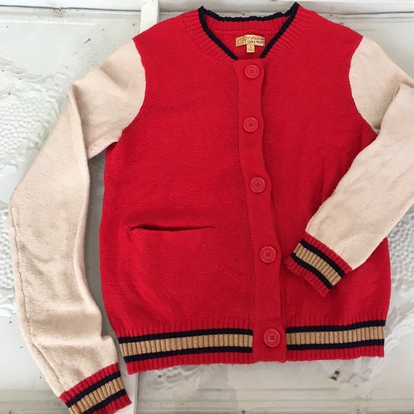 Varsity style soft cardigan sweater
