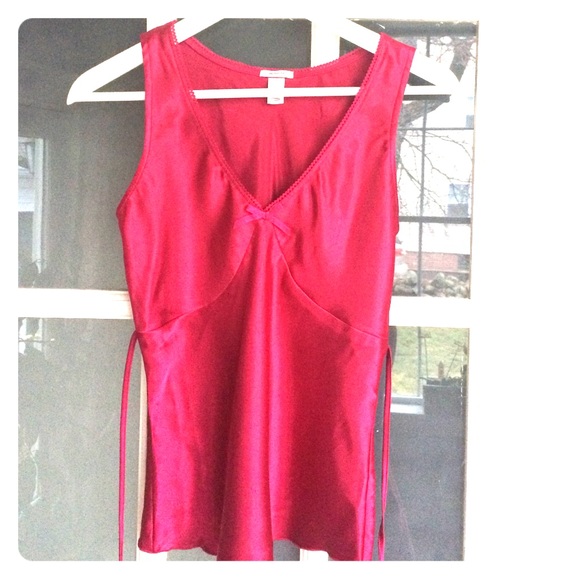 Satin looking cami top with ties.