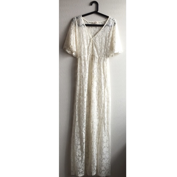 Cotton Candy Ivory Sheer Maxi Dress