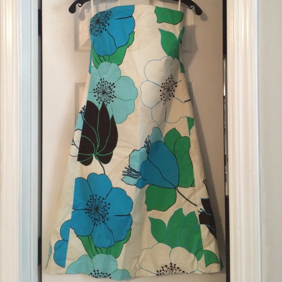 Tropical Banana Republic strapless dress