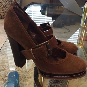 BCBG Generation Brown Suede Mary Jane Heels