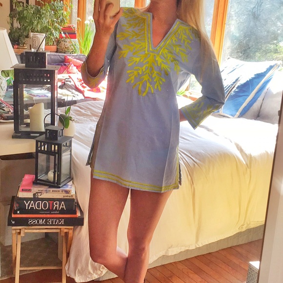Gretchen Scott The Reef Tunic in Pale Blue / Lime - Picture 3 of 3