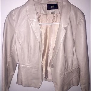 Cream leather Jacket.