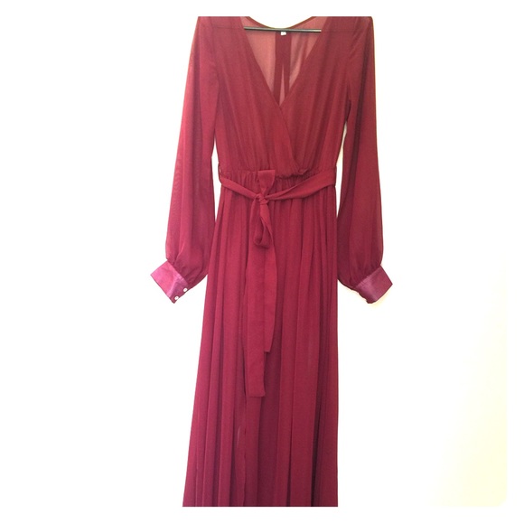 Wine colored floor length dress