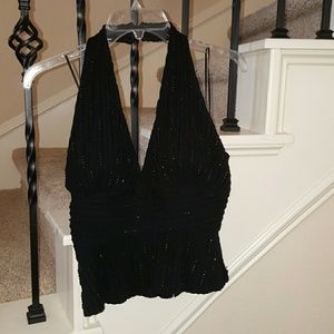 Black halter top with beading