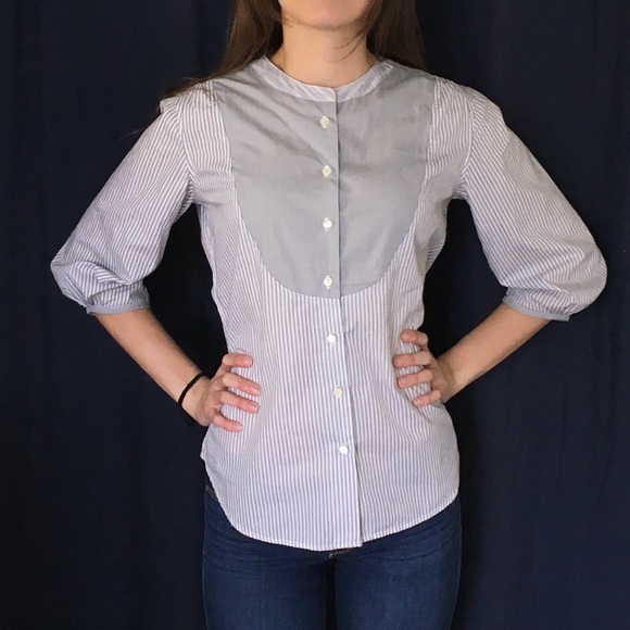 Organic Tops - Stripped button blouse
