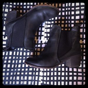 Black leather moto booties