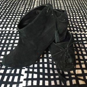 Black suede lace up booties