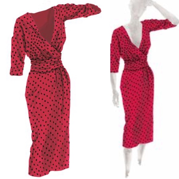 J. Peterman  LC Currer Bell Cummerbund Red Dress