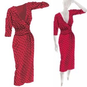 J. Peterman  LC Currer Bell Cummerbund Red Dress