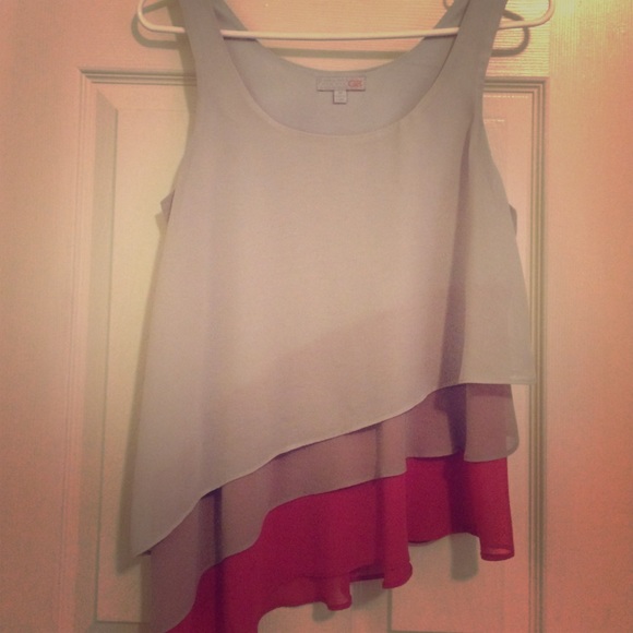 Cream blouse with pink