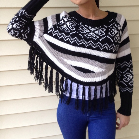 Cropped poncho-like sweater