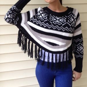 Cropped poncho-like sweater