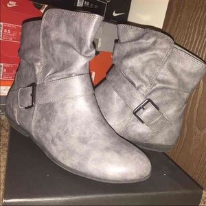 Grey wide low cut boots