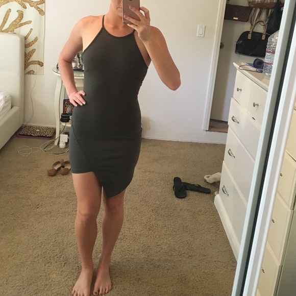 Brandy Melville Dresses & Skirts - NWOT Dark green asymmetrical dress