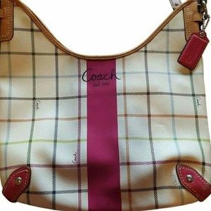NWOT Colorful Plaid Coach Bag