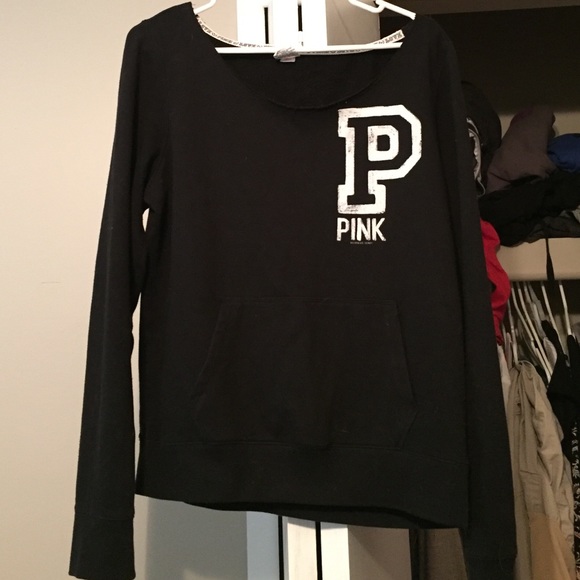 Off the shoulder pink sweatshirt