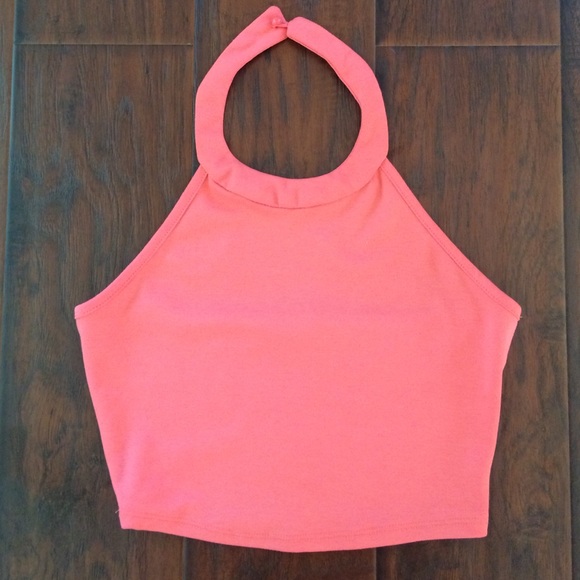 Peach colored crop top from Ambiance Apparel