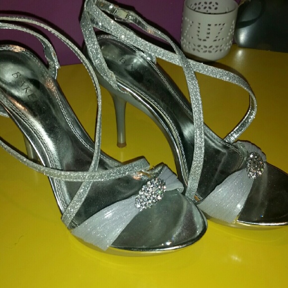 Silver jeweled sandals size 8