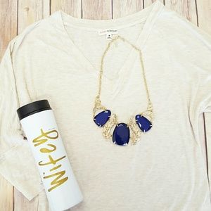 Basic V- Neck Dolman Tee Oatmeal
