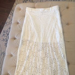 White lace maxi skirt