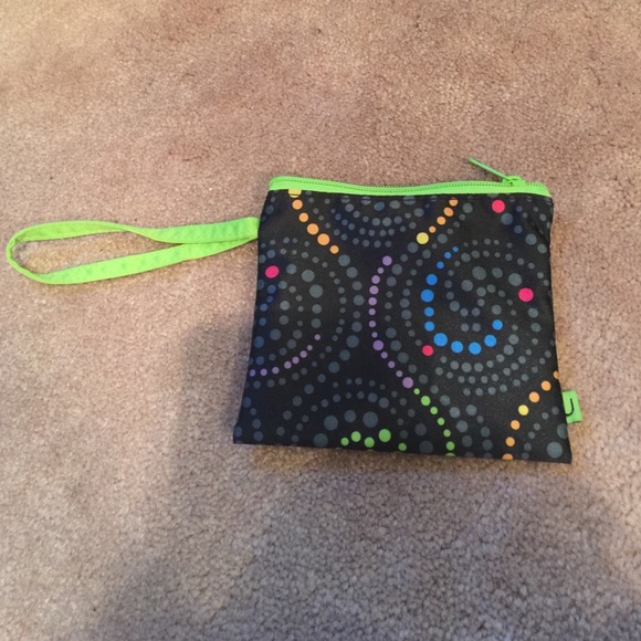 Polka dot wristlet.