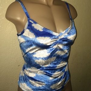 Blue Satin Pajama Top
