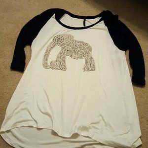 Embroidered Elephant Baseball Tee