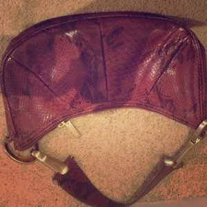 Snake skin purse burgundy black