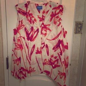 White and orange sleeveless tunic