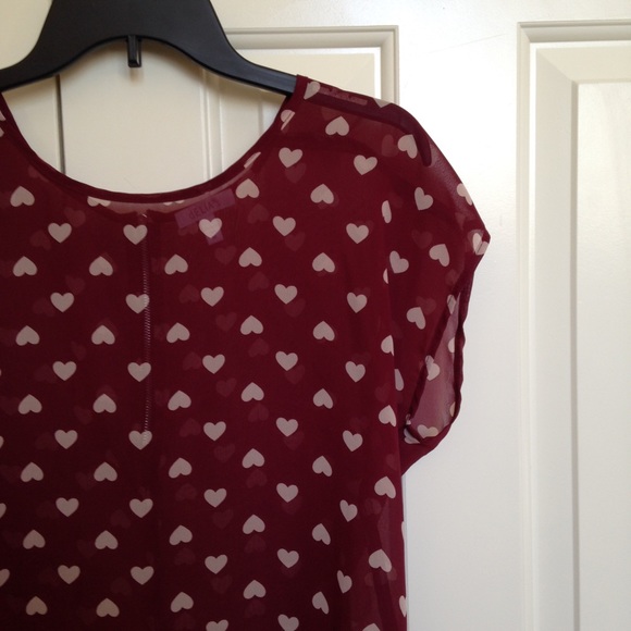 Burgundy Heart Boxy Top