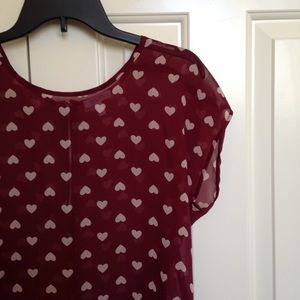 Burgundy Heart Boxy Top