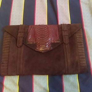 Snake skin and suede Reese Hudson clutch