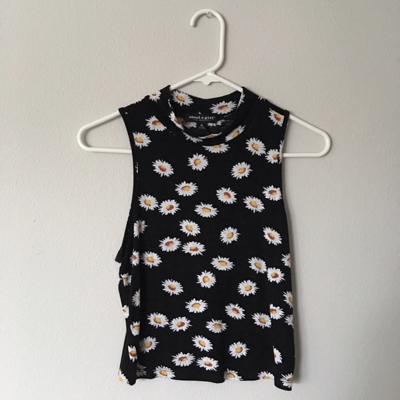 flower turtleneck crop top