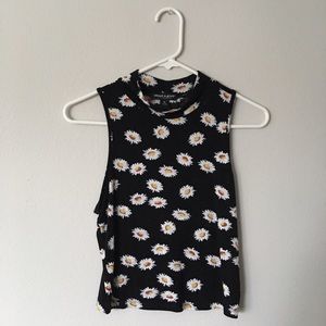 flower turtleneck crop top