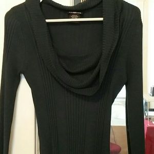 Ribbed Scoop neck sweater - dark blue