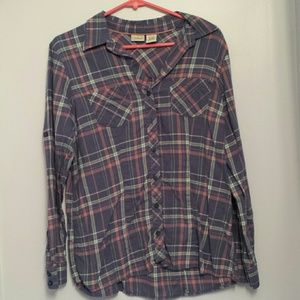 A LL Bean dusty blue paid button down.