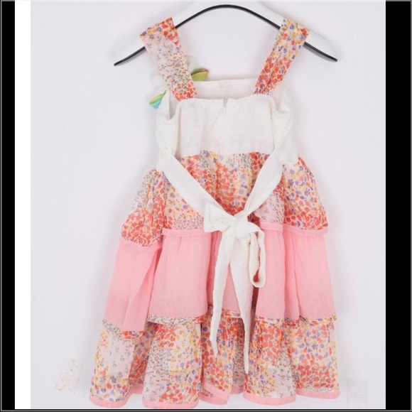 Pink White Floral Chiffon Dress - Picture 2 of 2