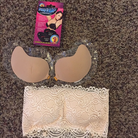 Bandeau, stick on bra, inflatable breast enhancers