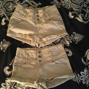 Tan high waist shorts