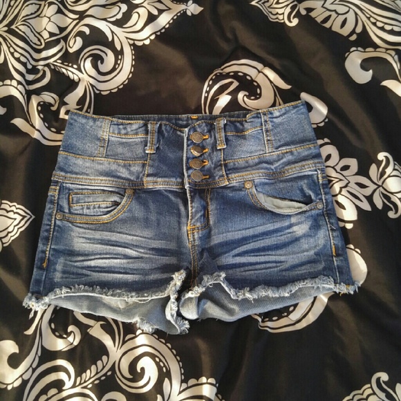 High waist jean shorts